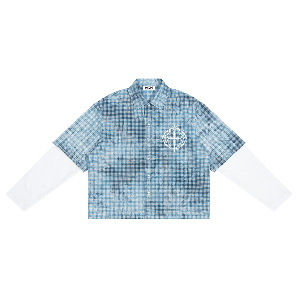Unisex Vintage Wash Plaid Short Sleeve Shirt