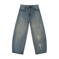 Men's Distressed Barrel Leg Jeans