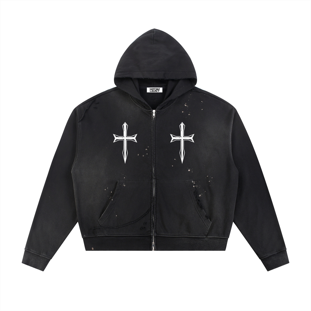 Ventura Legacy | Sun Fade Frayed Raw Edge Fleece Zip Hoodie Northmark
