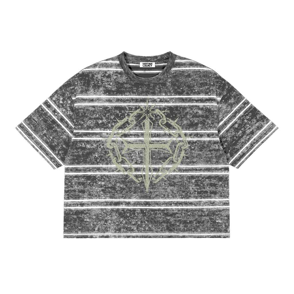Snow Washed Striped Boxy T-Shirt