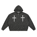 Ventura Legacy | Unisex Leopard Print Waffle Full Zip Hoodie Hated