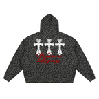 Ventura Legacy | Unisex Leopard Print Waffle Full Zip Hoodie Drain