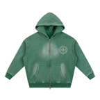 Sunfade Two-way Zipper Boxy Fleece Hoodie