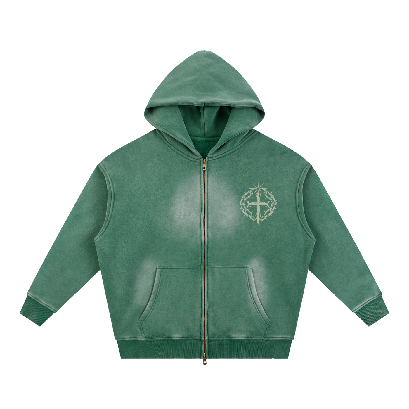 Sunfade Two-way Zipper Boxy Fleece Hoodie