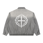 Unisex Vintage Wash Full-Zip Denim Jacket