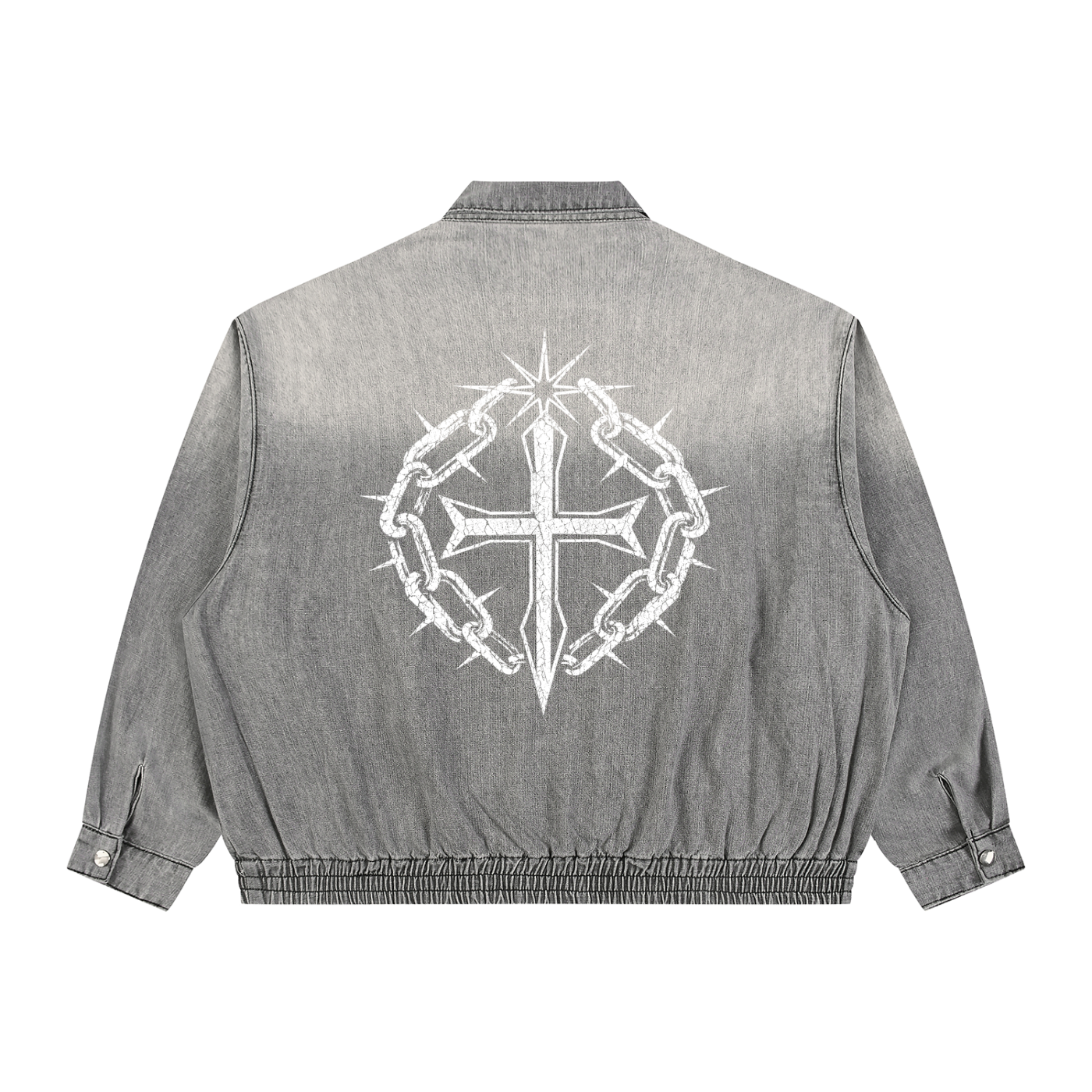 Unisex Vintage Wash Full-Zip Denim Jacket