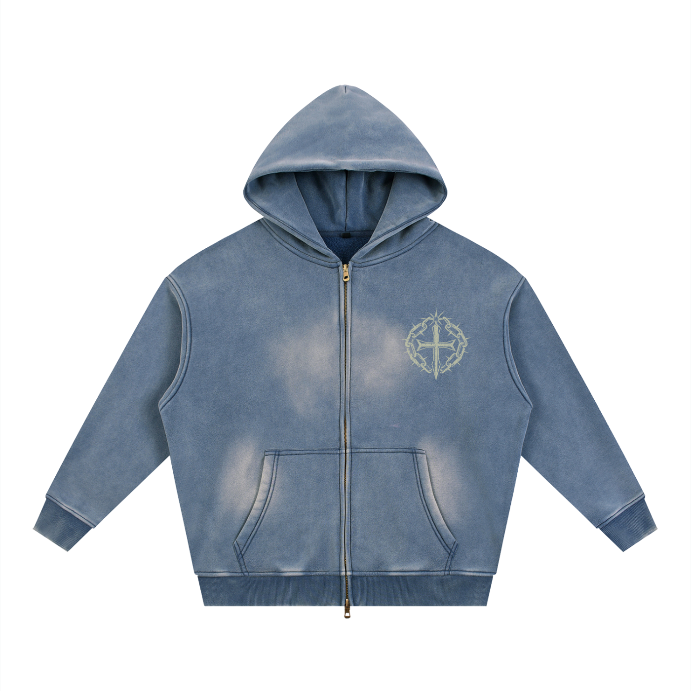 Sunfade Two-way Zipper Boxy Fleece Hoodie
