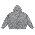 Unisex Leopard Print Waffle Full Zip Hoodie