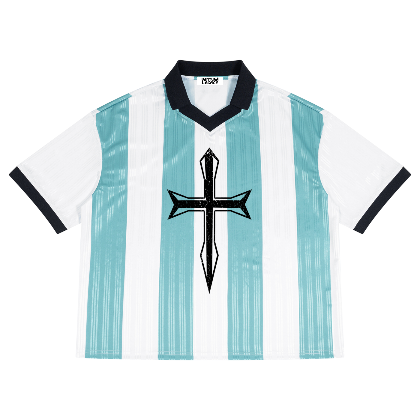 Unisex Boxy Striped Collared Soccer Jersey