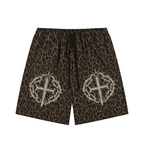 Unisex Heavyweight Leopard Drawstring Shorts