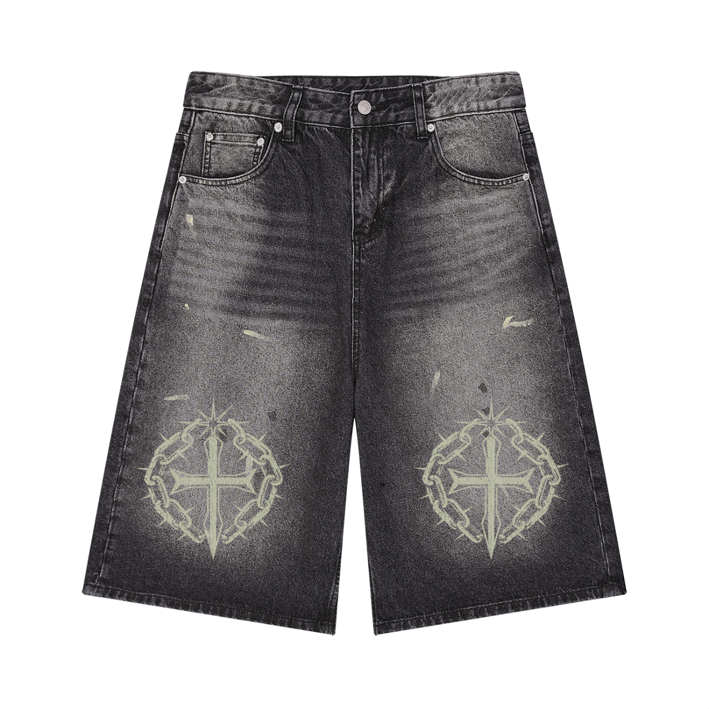 Men’s Vintage Wash Wide Leg Denim Shorts