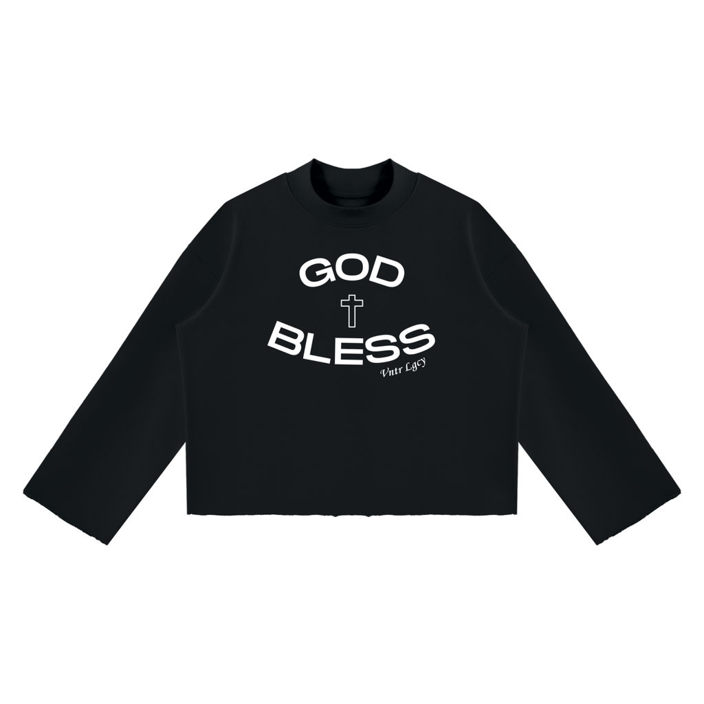 Ventura Legacy | Unisex Mock Neck Raw Edge Boxy Sweatshirt Blessed