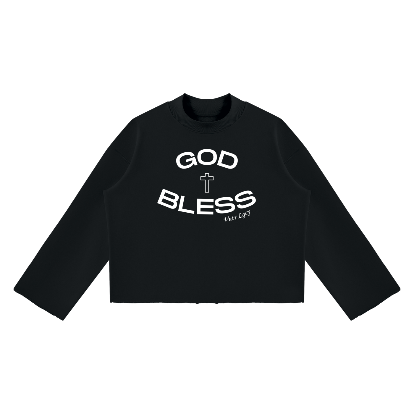 Ventura Legacy | Unisex Mock Neck Raw Edge Boxy Sweatshirt Blessed