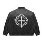 Unisex Vintage Wash Full-Zip Denim Jacket
