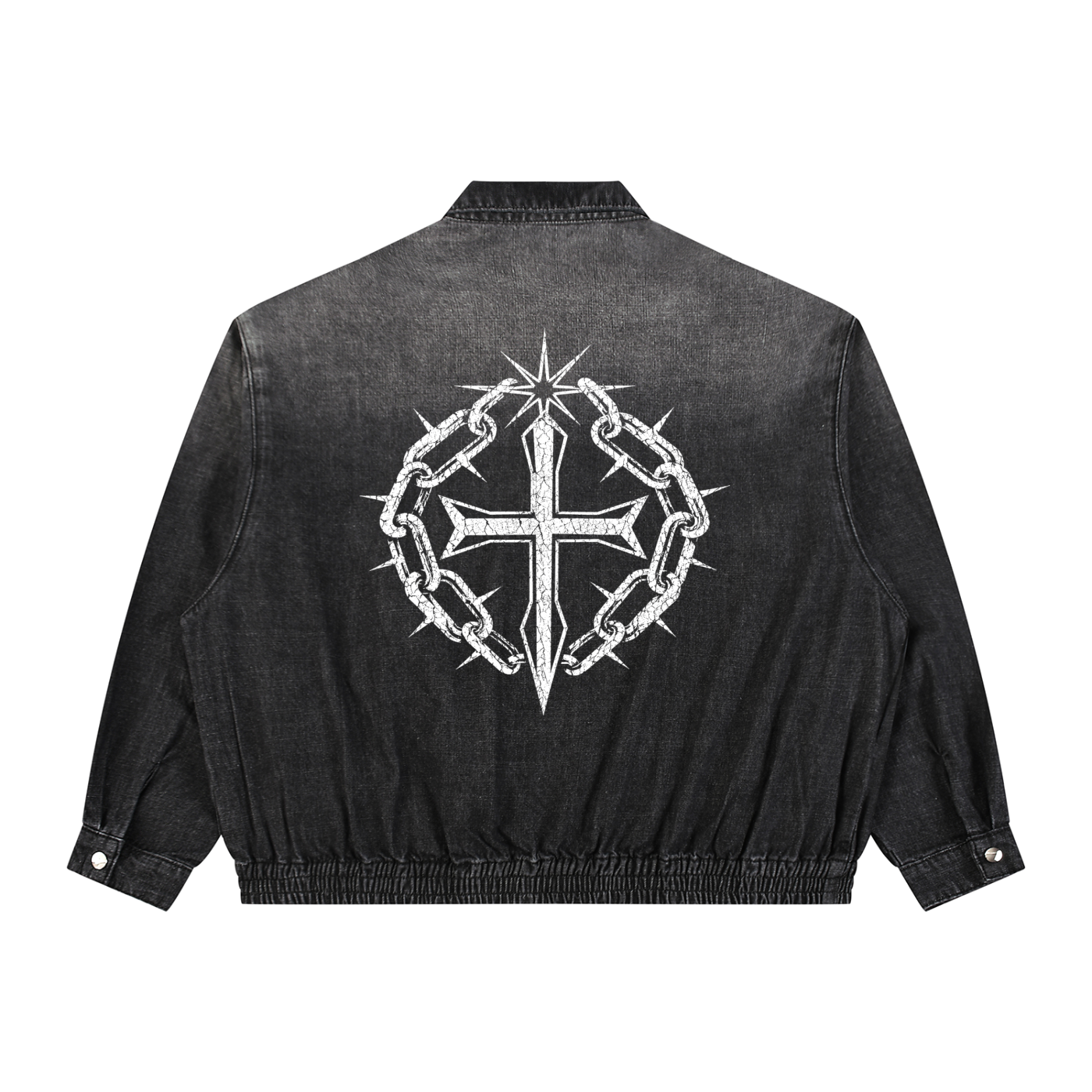 Unisex Vintage Wash Full-Zip Denim Jacket