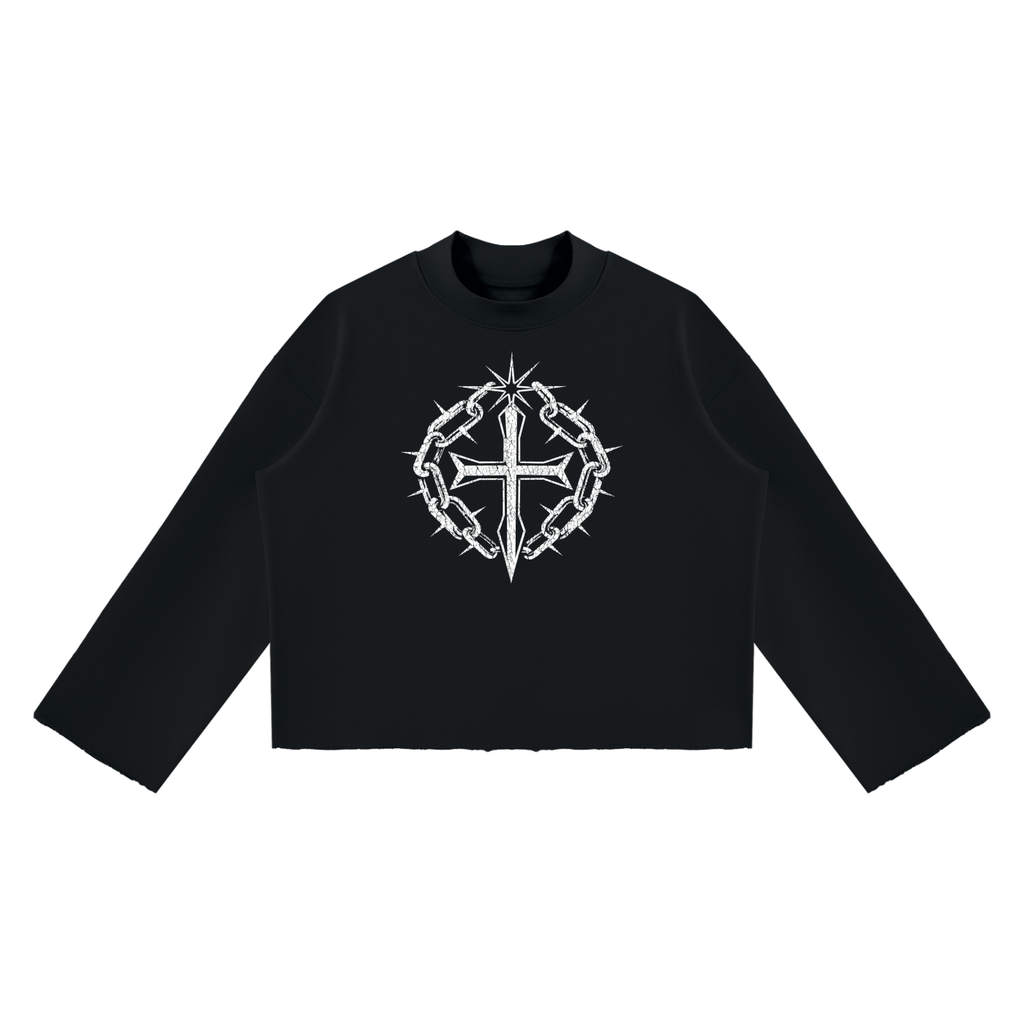 Ventura Legacy | Unisex Mock Neck Raw Edge Boxy Sweatshirt I See God