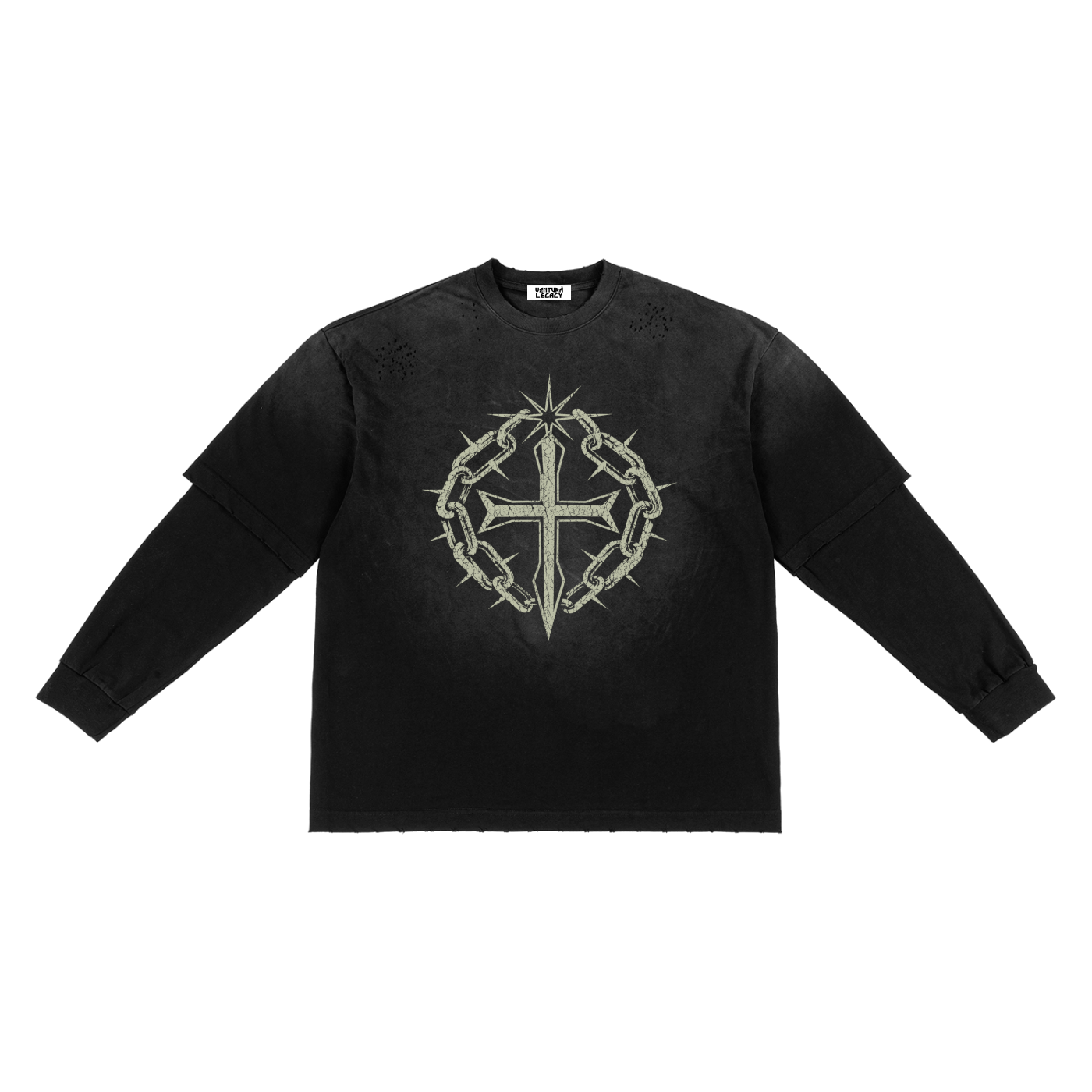 Sunfade Hand-Frayed Faux Two-Piece T-Shirt