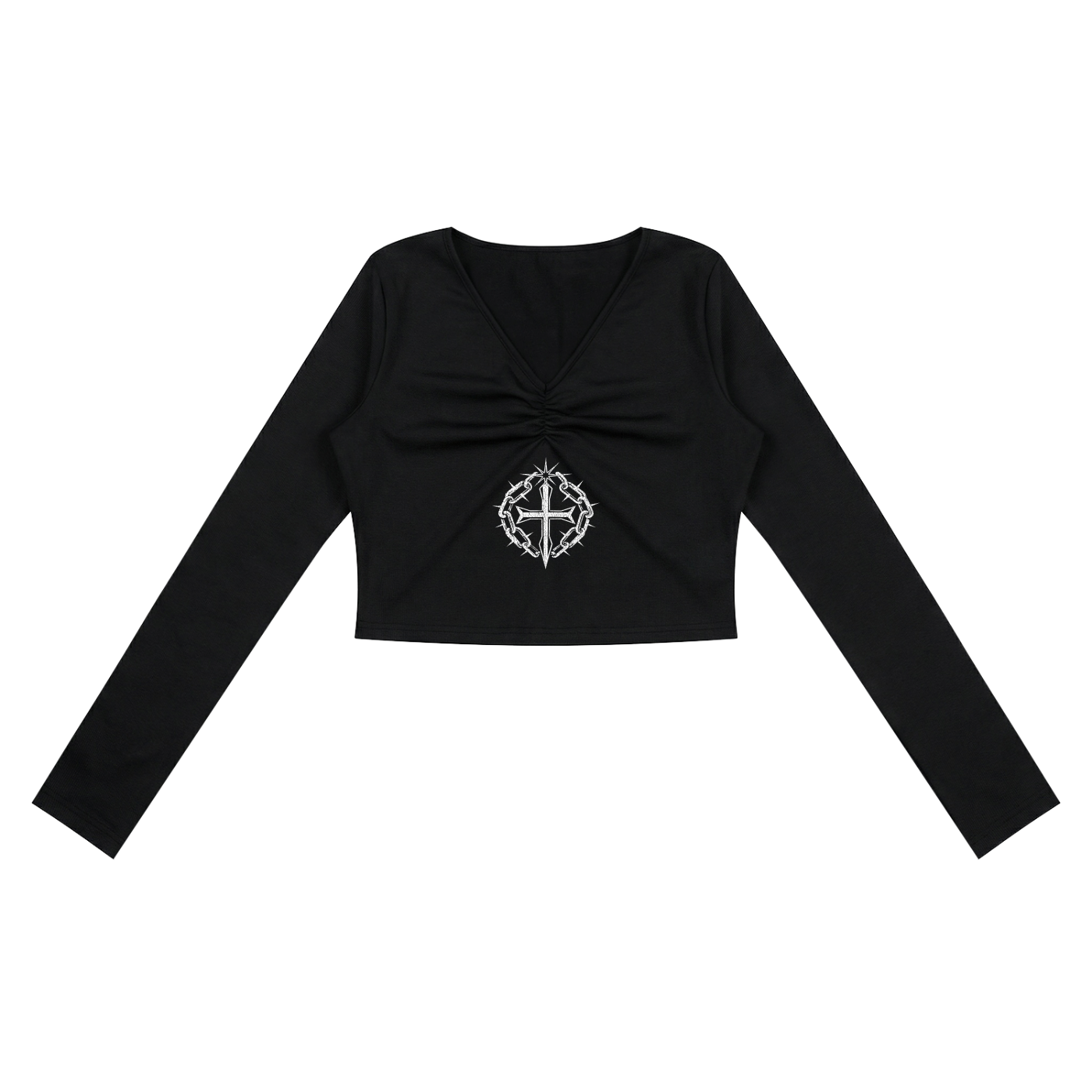 Ventura Legacy | Women's Ruched Long Sleeve Crop T-Shirt I see God