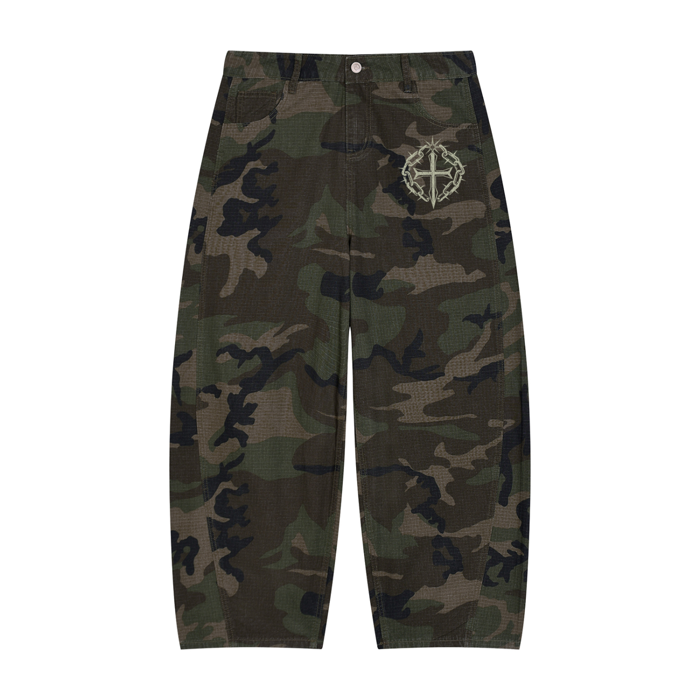 Men’s Camo Barrel Leg Cargo Pants