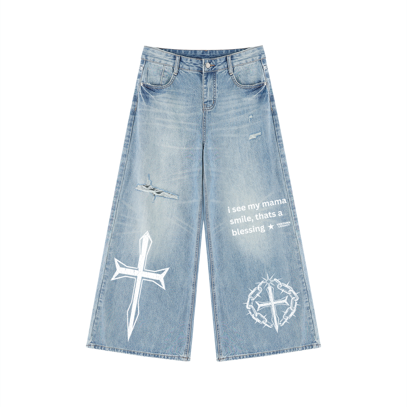 Ventura Legacy | Women's Vintage Wash Distressed Wide Leg Jeans Northmark