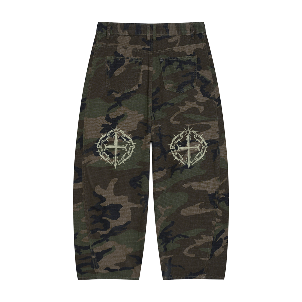 Men’s Camo Barrel Leg Cargo Pants