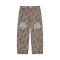 Unisex Vintage Wash Leopard Wide Leg Jeans