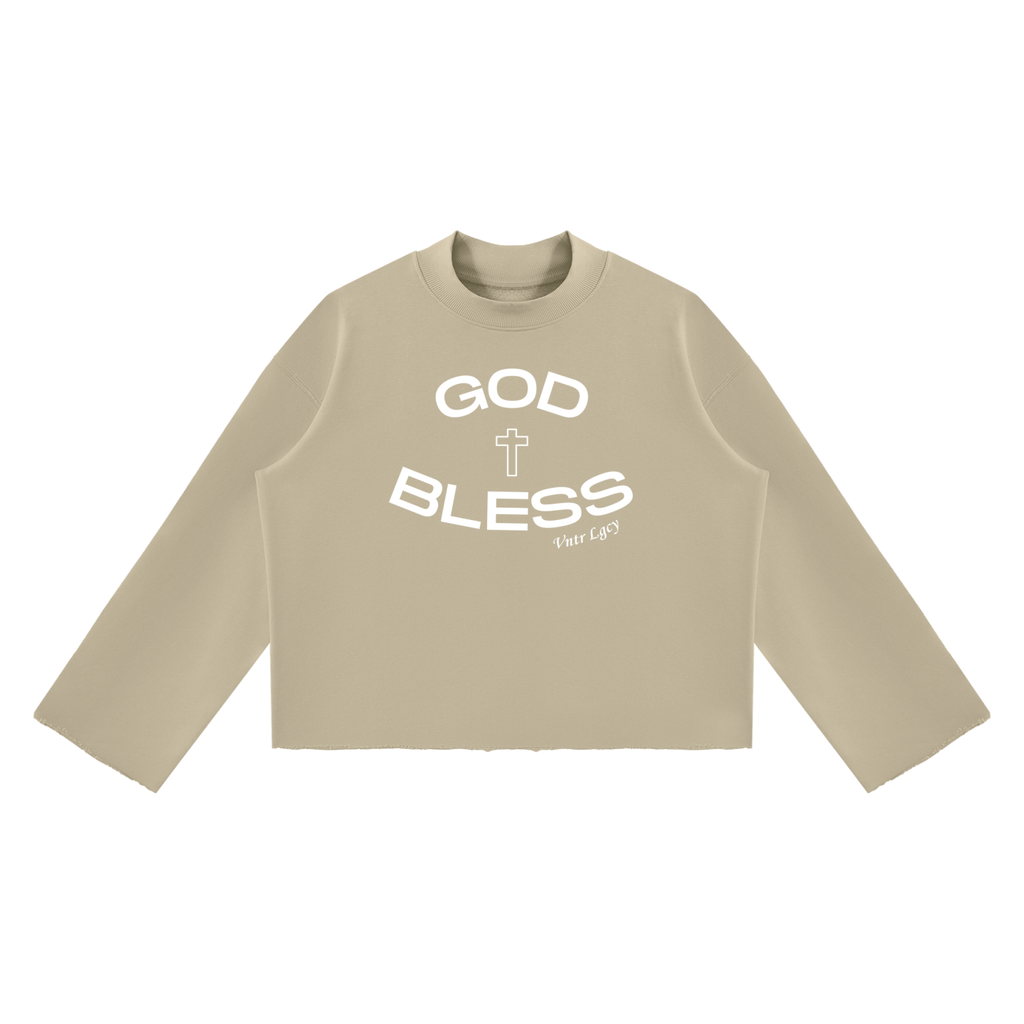 Ventura Legacy | Unisex Mock Neck Raw Edge Boxy Sweatshirt Blessed