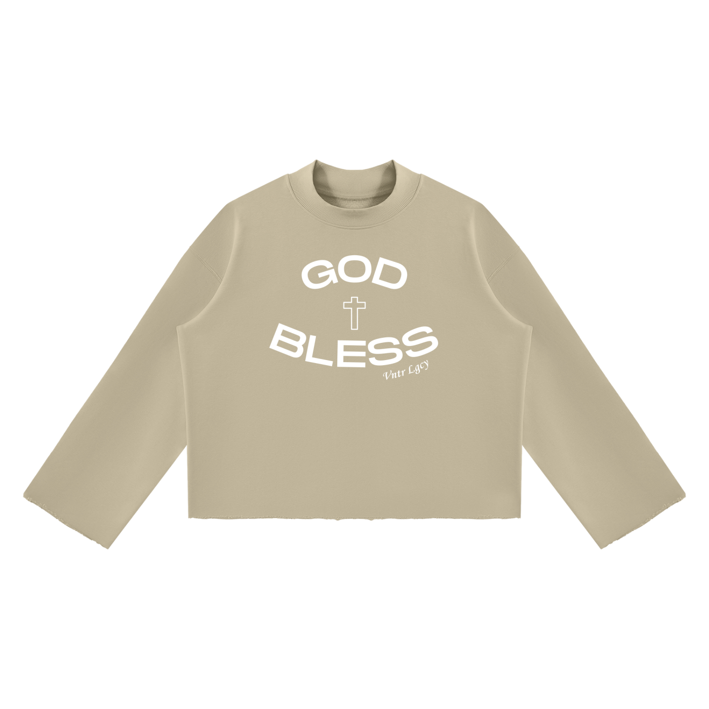 Ventura Legacy | Unisex Mock Neck Raw Edge Boxy Sweatshirt Blessed