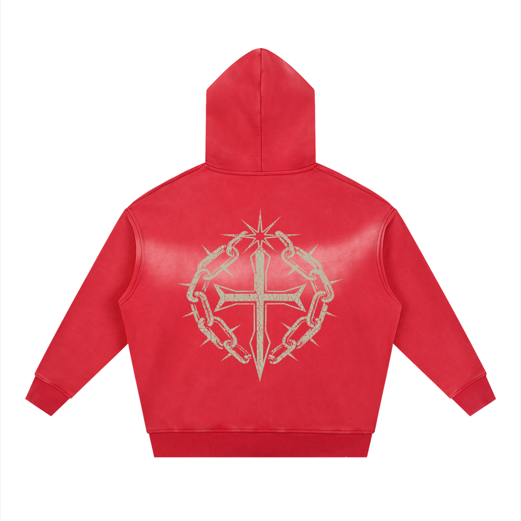 Sunfade Two-way Zipper Boxy Fleece Hoodie