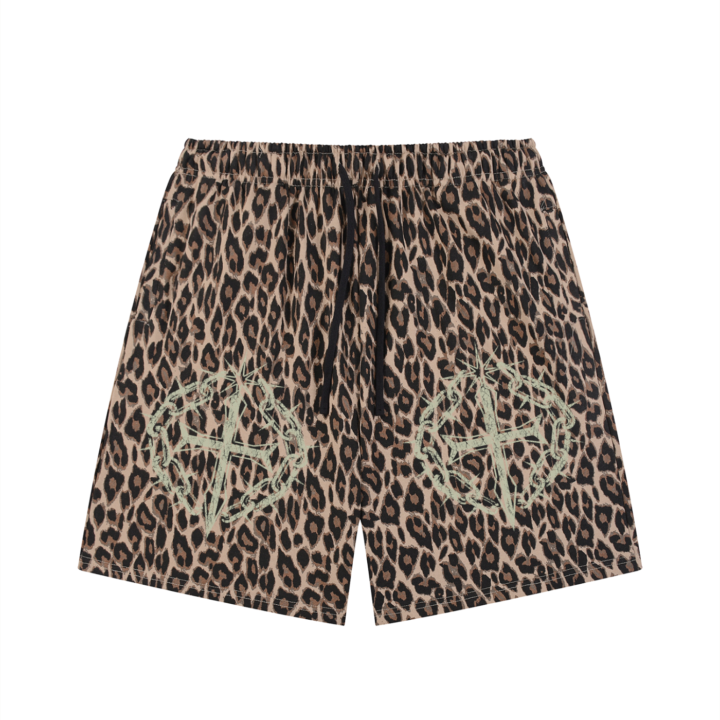 Unisex Heavyweight Leopard Drawstring Shorts