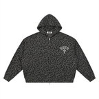 Unisex Leopard Print Waffle Full Zip Hoodie