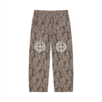 Unisex Vintage Wash Leopard Wide Leg Jeans Leona