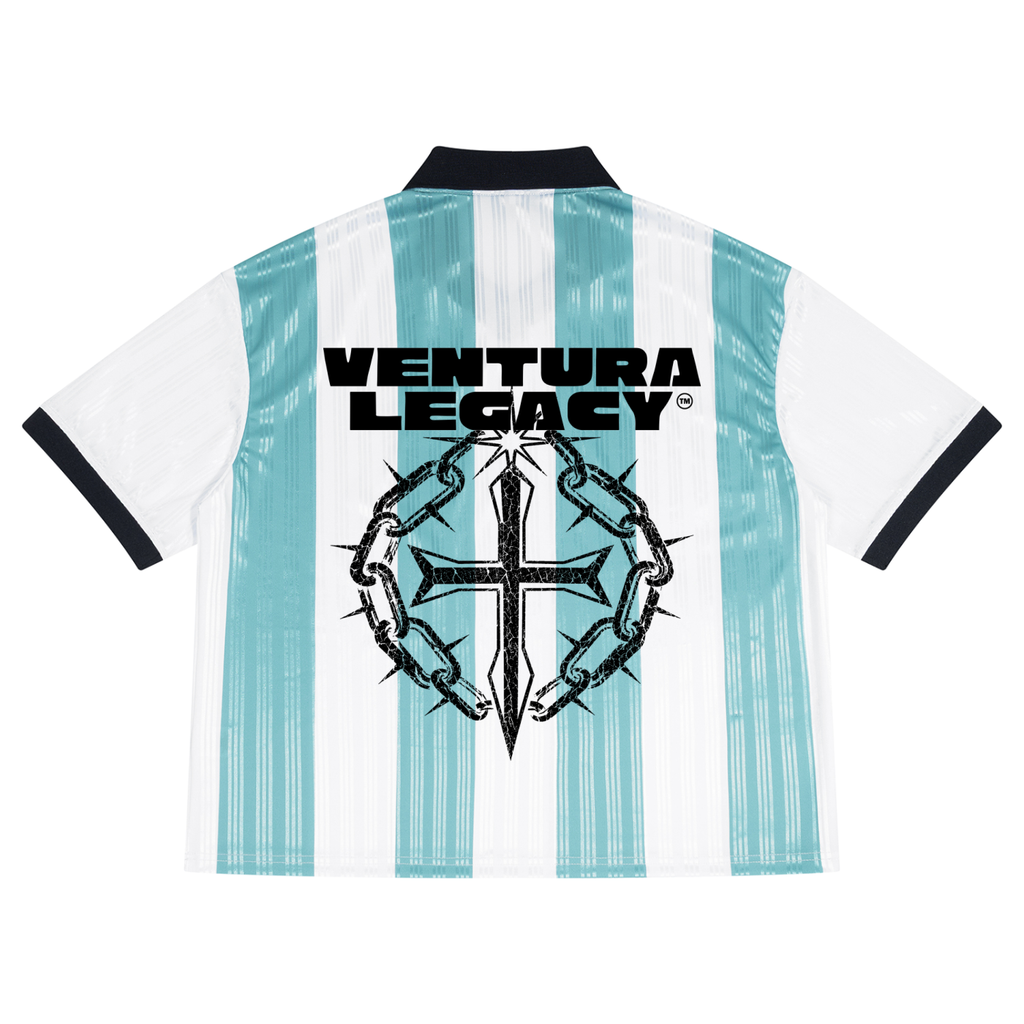 Unisex Boxy Striped Collared Soccer Jersey