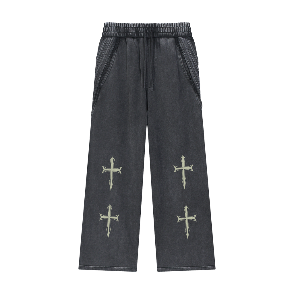 Snow Washed Tape Raw Edge Sweatpants