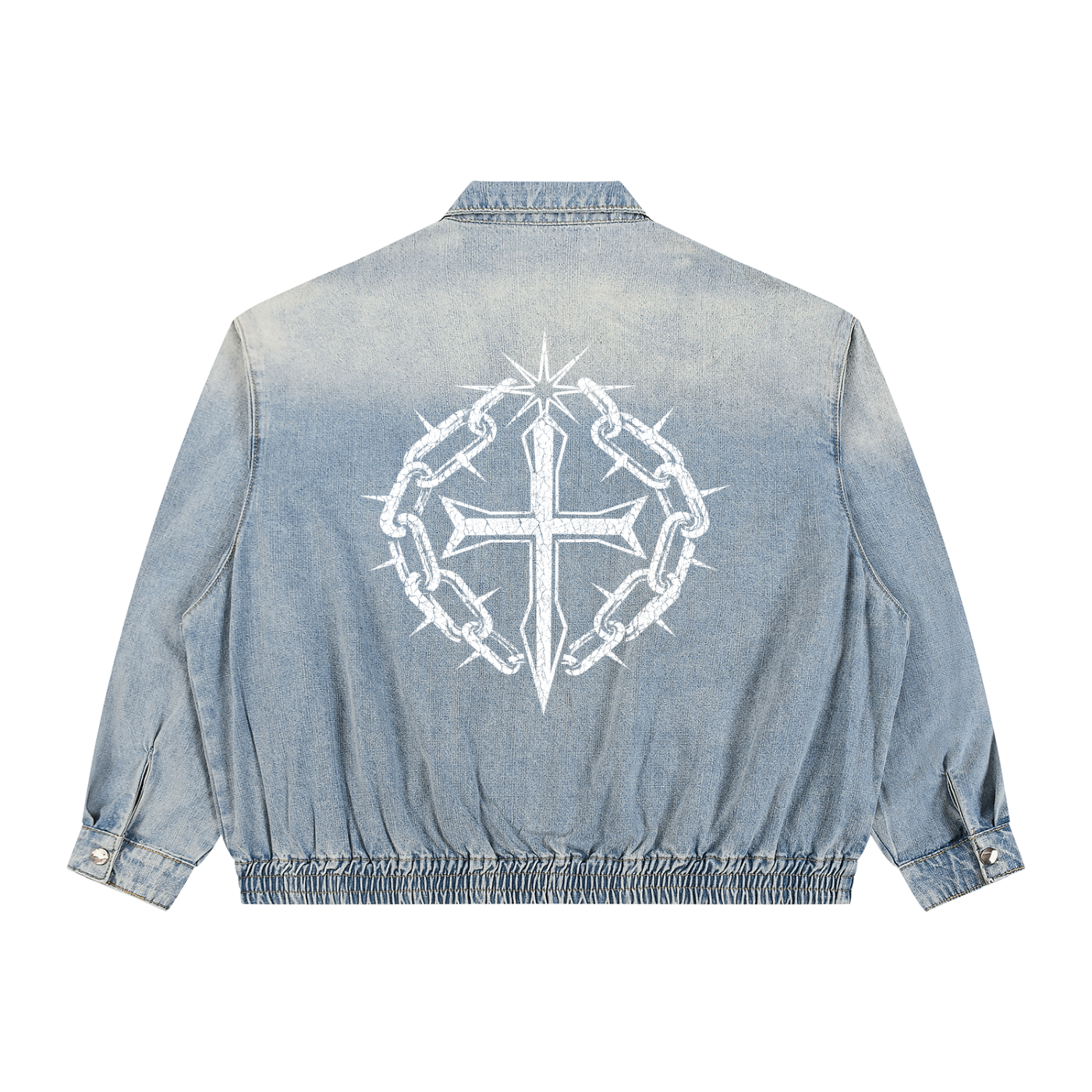 Unisex Vintage Wash Full-Zip Denim Jacket