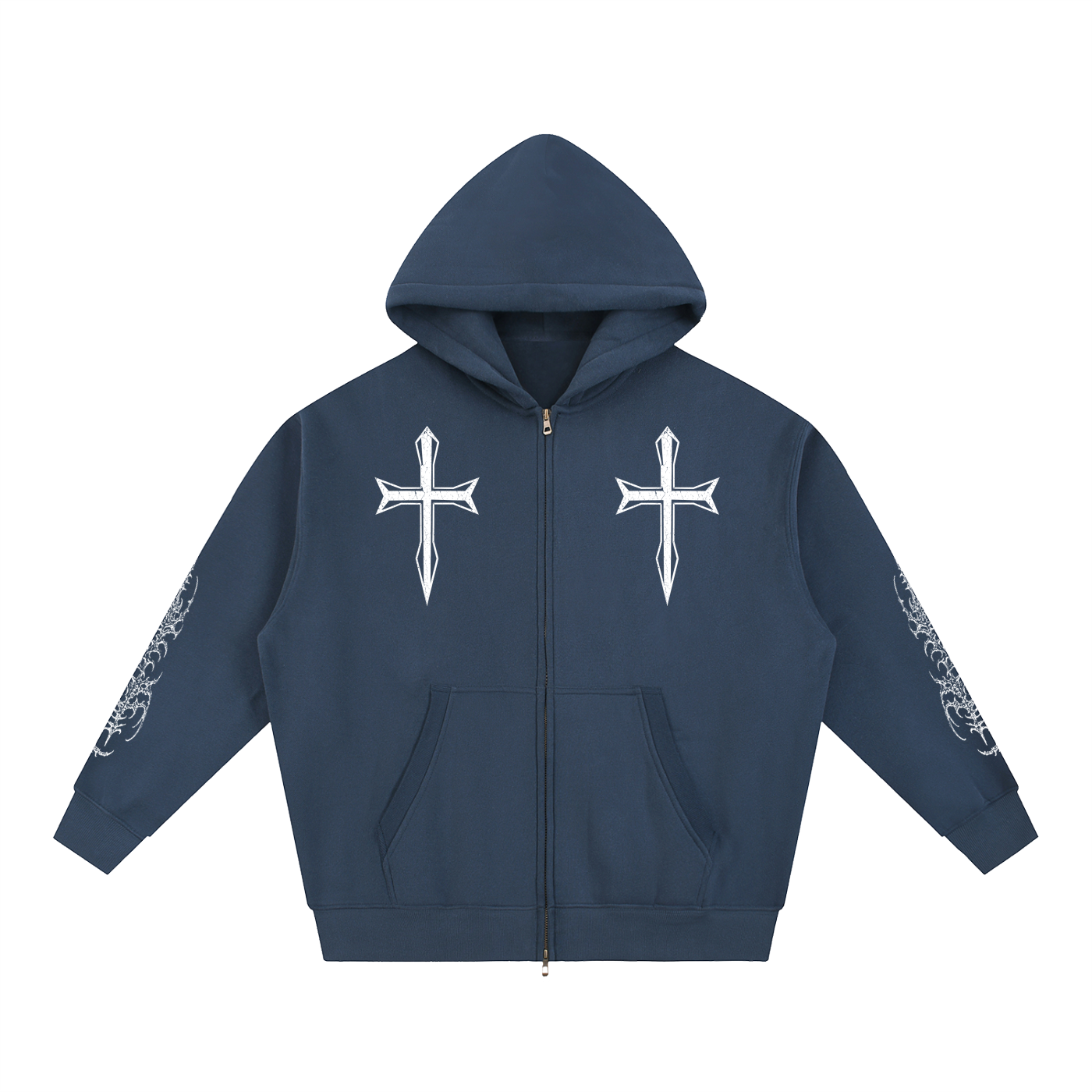 Zip Boxy Hoodie Cross