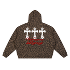 Ventura Legacy | Unisex Leopard Print Waffle Full Zip Hoodie Drain