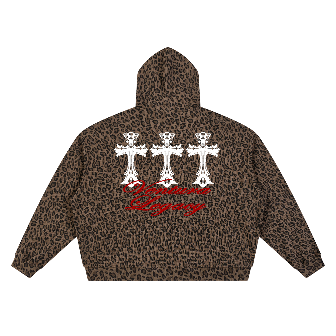 Ventura Legacy | Unisex Leopard Print Waffle Full Zip Hoodie Drain