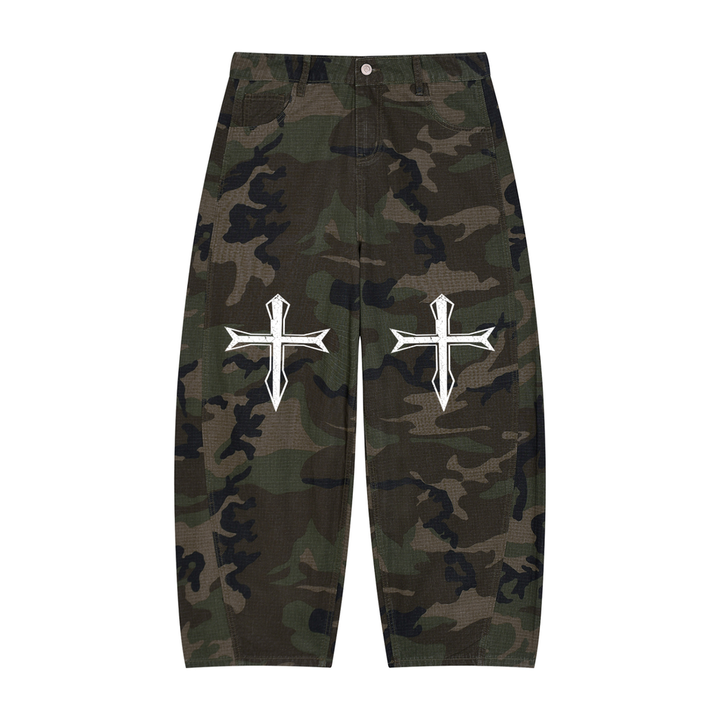 Ventura Legacy | Men’s Camo Barrel Leg Cargo Pants Cross