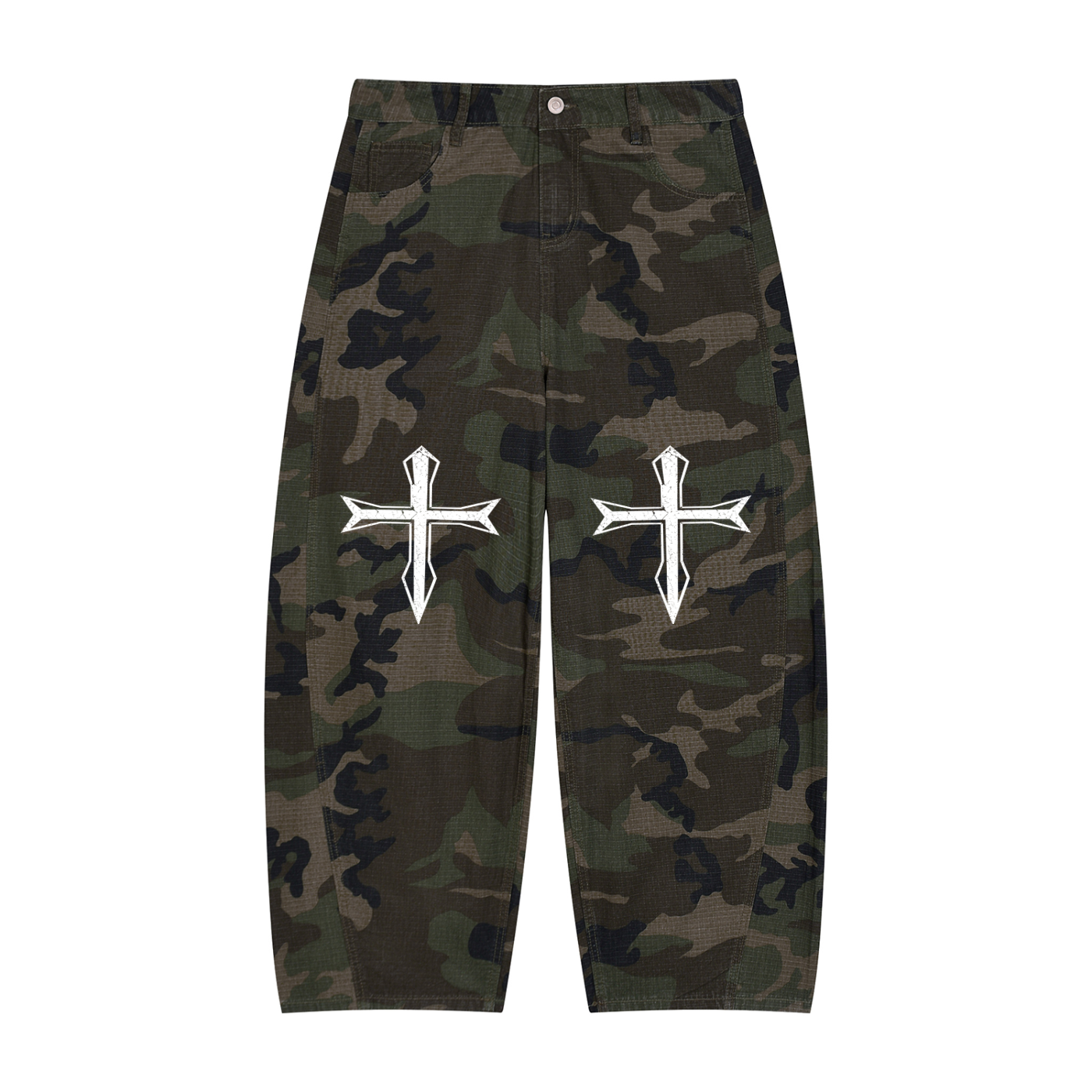 Ventura Legacy | Men’s Camo Barrel Leg Cargo Pants Cross