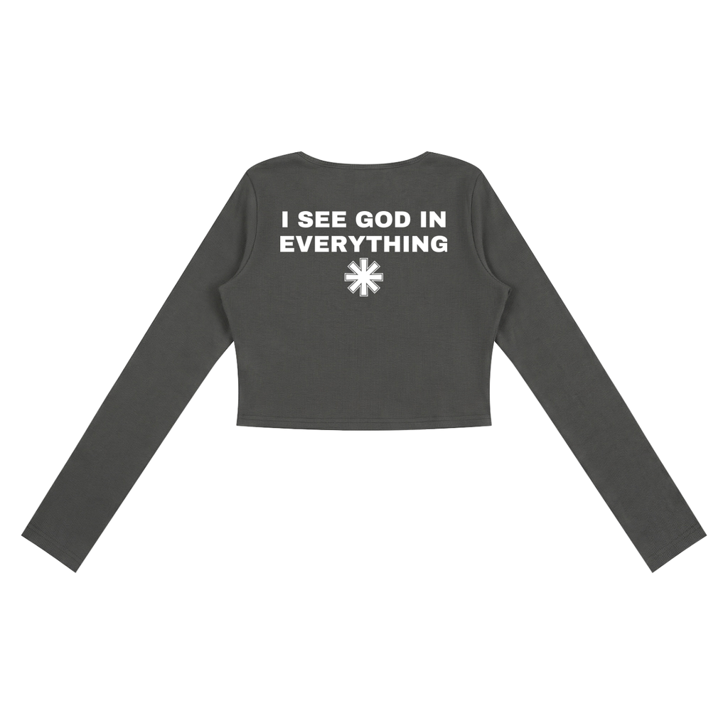 Ventura Legacy | Women's Ruched Long Sleeve Crop T-Shirt I see God