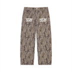 Unisex Vintage Wash Leopard Wide Leg Jeans Leona