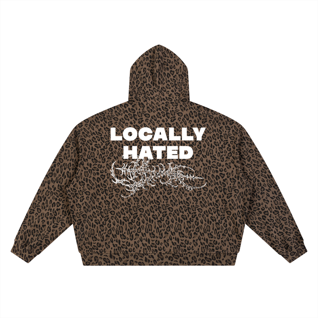 Ventura Legacy | Unisex Leopard Print Waffle Full Zip Hoodie Hated