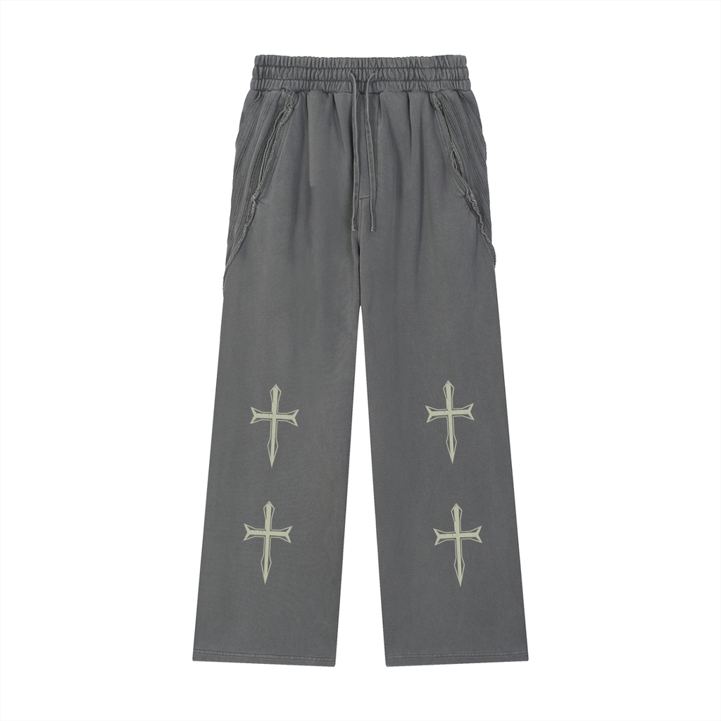 Snow Washed Tape Raw Edge Sweatpants