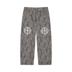 Unisex Vintage Wash Leopard Wide Leg Jeans