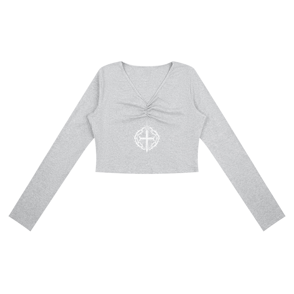 Ventura Legacy | Women's Ruched Long Sleeve Crop T-Shirt I see God
