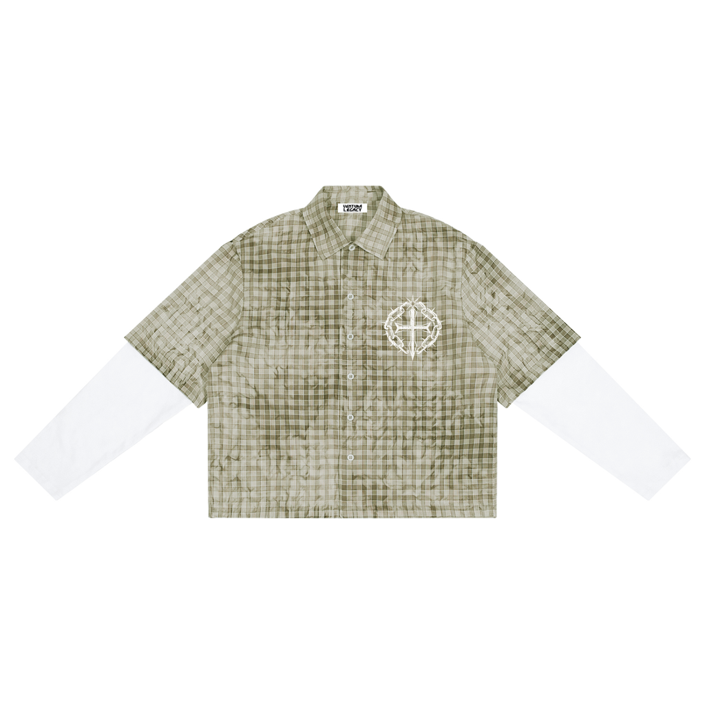 Unisex Vintage Wash Plaid Short Sleeve Shirt