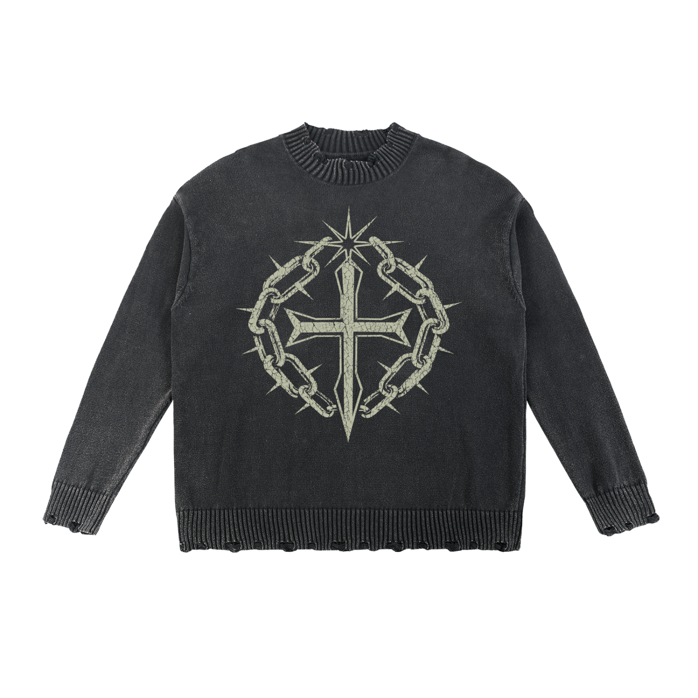 Vintage Washed Hand-Frayed Sweater