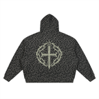 Unisex Leopard Print Waffle Full Zip Hoodie