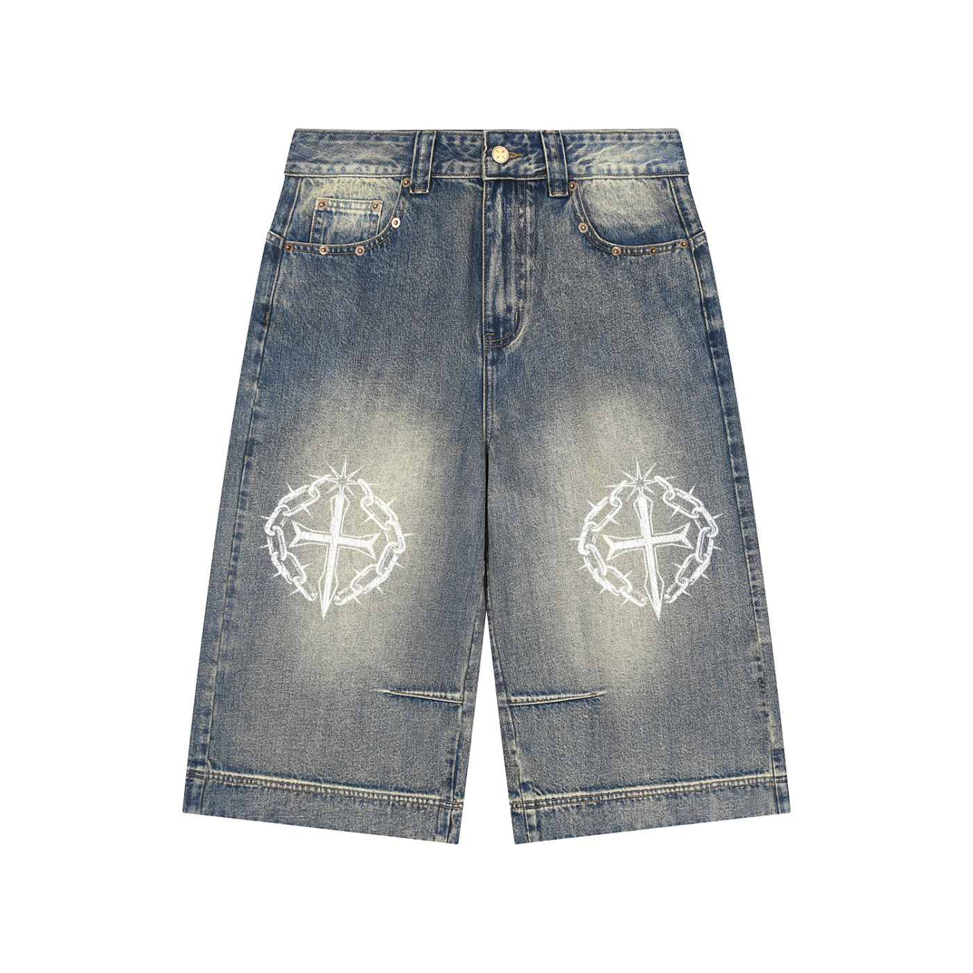 Vintage Wash Baggy Denim Shorts